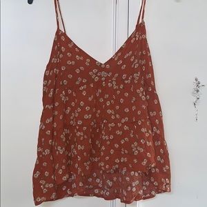 Orange Floral Tank Top